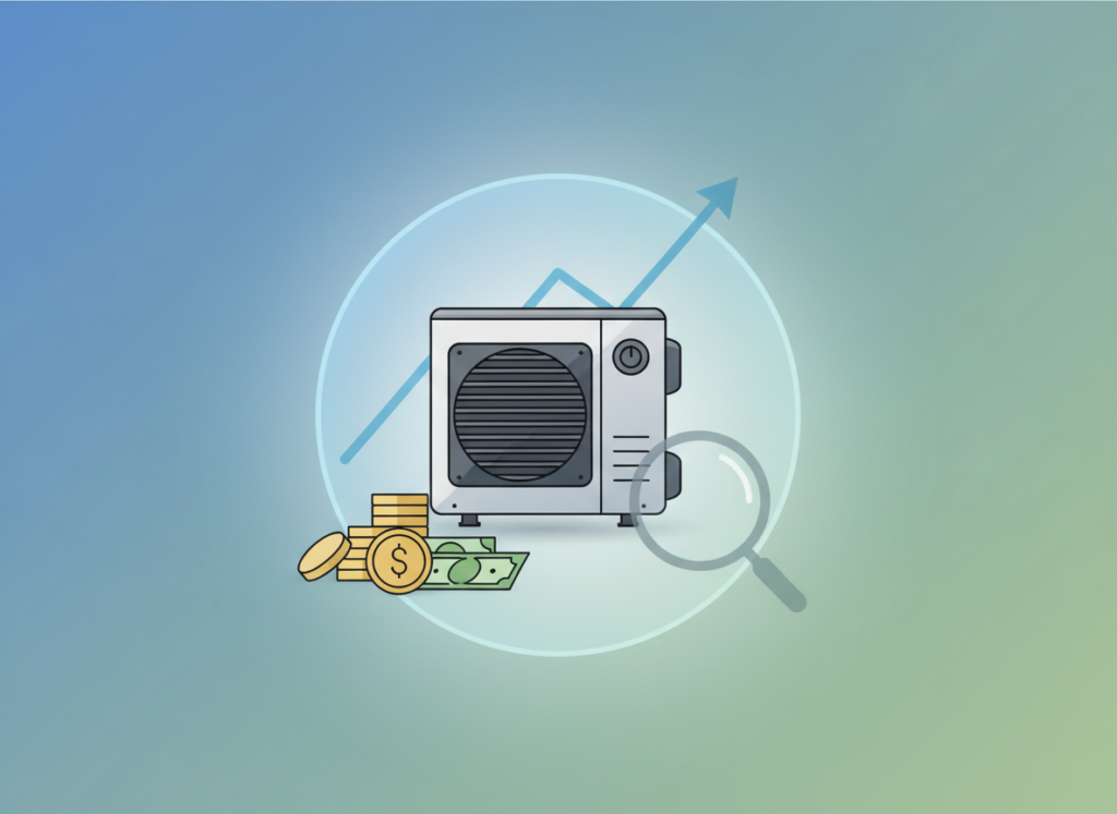 Miniaturka: grafika przedstawiająca pompy ciepła i ich ceny.